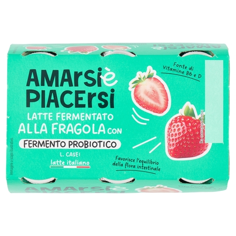 Amarsi è Piacersi Latte Fermentato alla Fragola con Fermento Probiotico 6 x 100 g